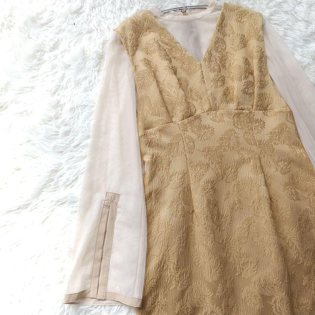 美品　AIMER　チュールブラウス付 ジャカード タイト パーティードレス