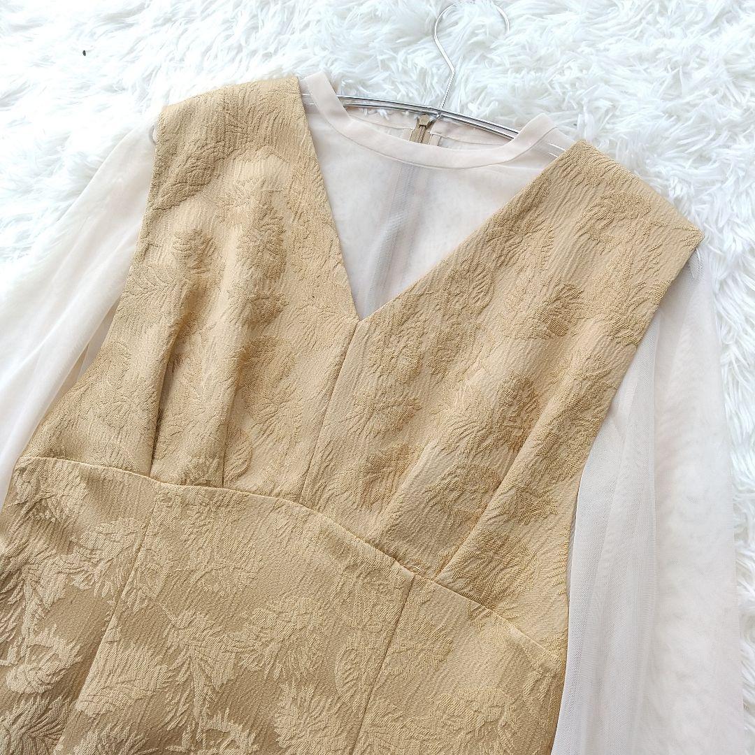 美品　AIMER　チュールブラウス付 ジャカード タイト パーティードレス