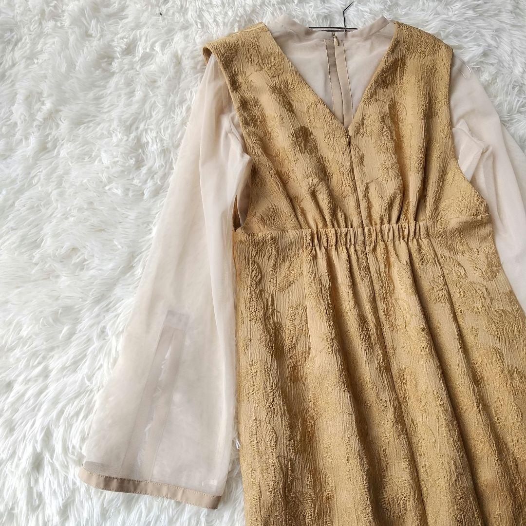 美品　AIMER　チュールブラウス付 ジャカード タイト パーティードレス