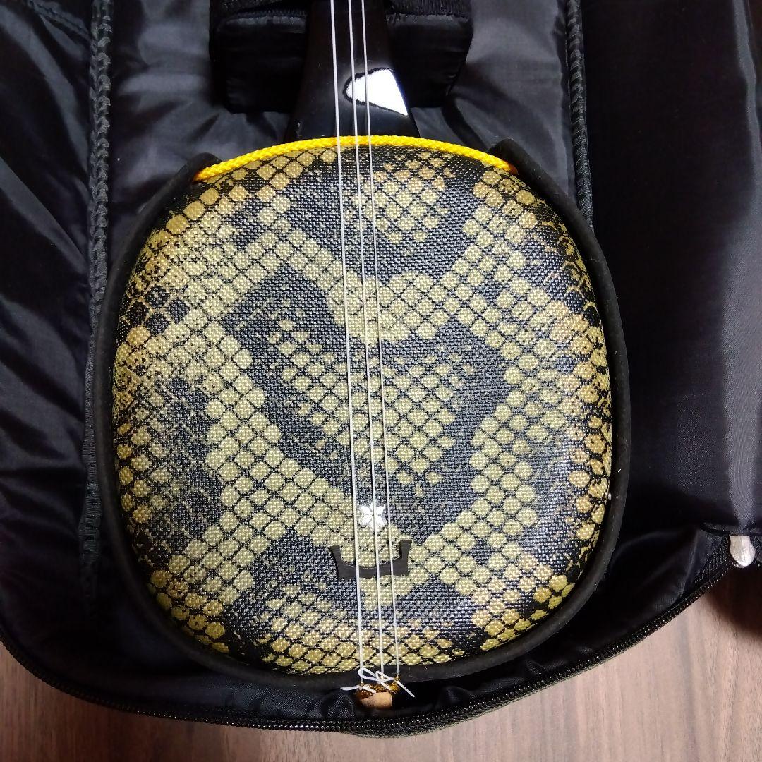 三線ケース ヘビ柄 黒/黄