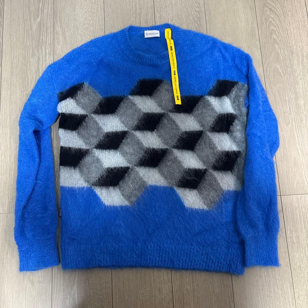 MONCLER fragment フラグメントコラボ立体幾何学模様ニットセーター
