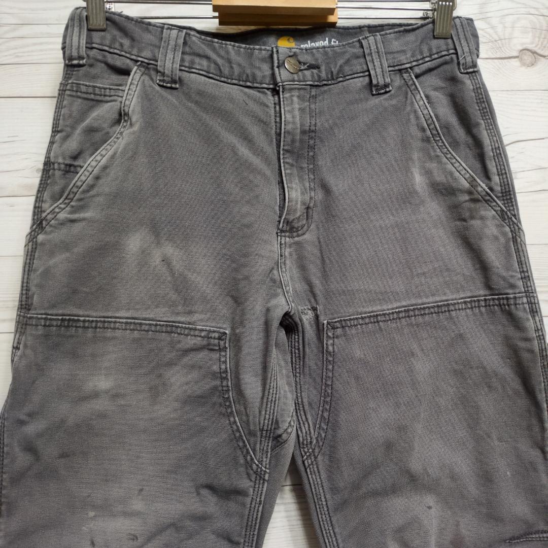 カーハート ダブルニー ペインターパンツ ダック W31 ダークグレー ダメージ