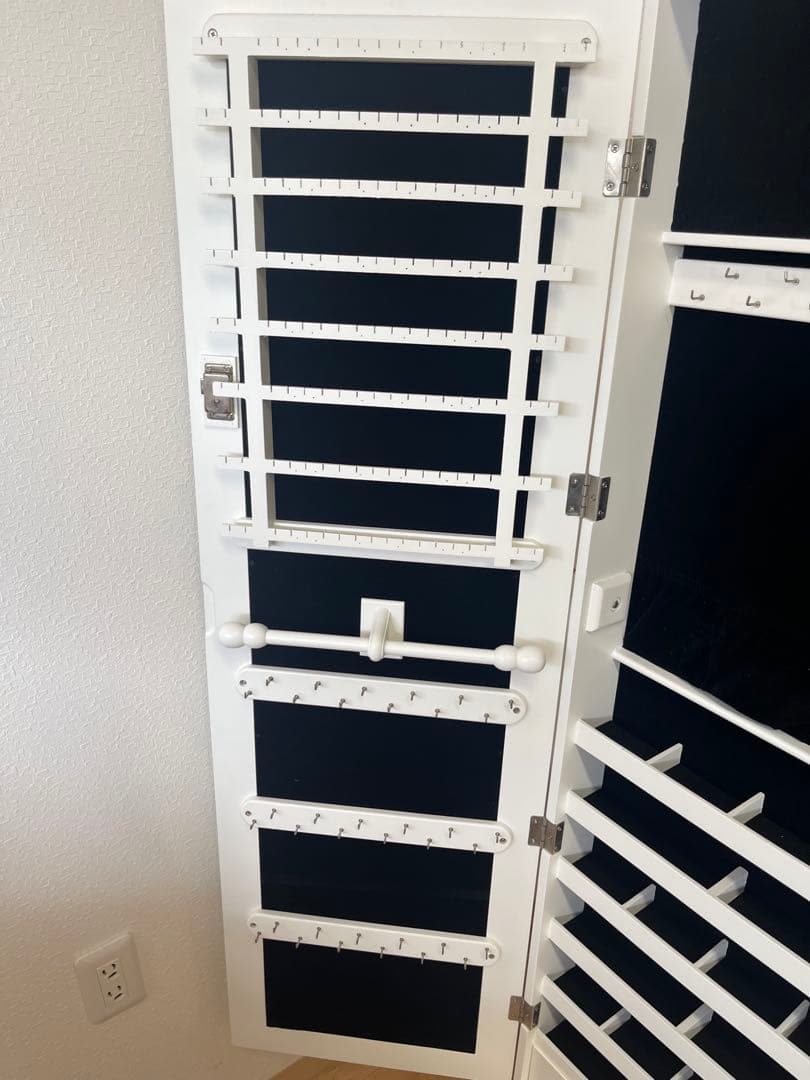 全身鏡 全身ミラー アクセサリーケース アクセサリー収納 ホワイト家具 姿見