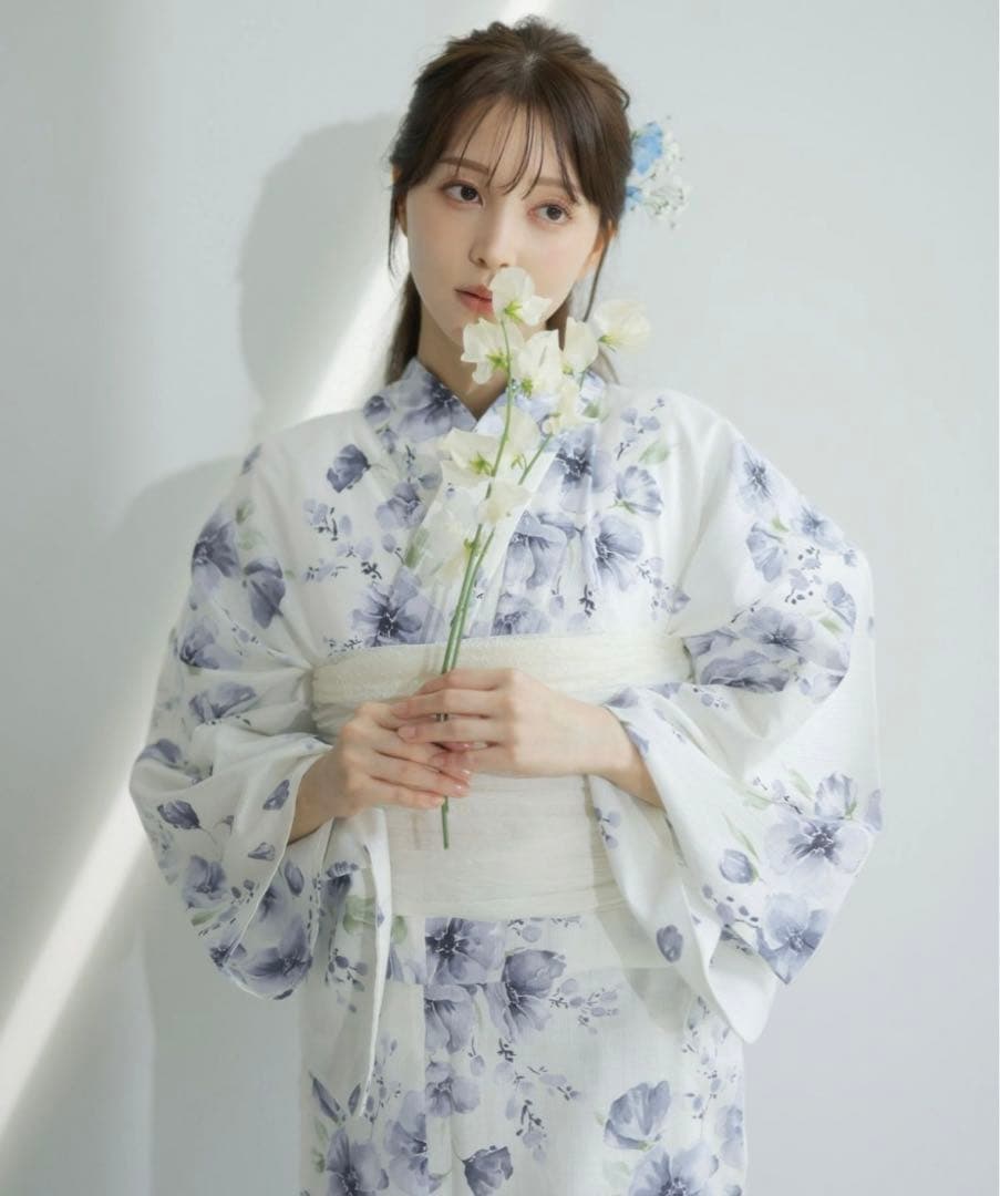 【新品未使用】Dita ディータ 水彩の雪月花(涼) 浴衣5点セット 水色 紫