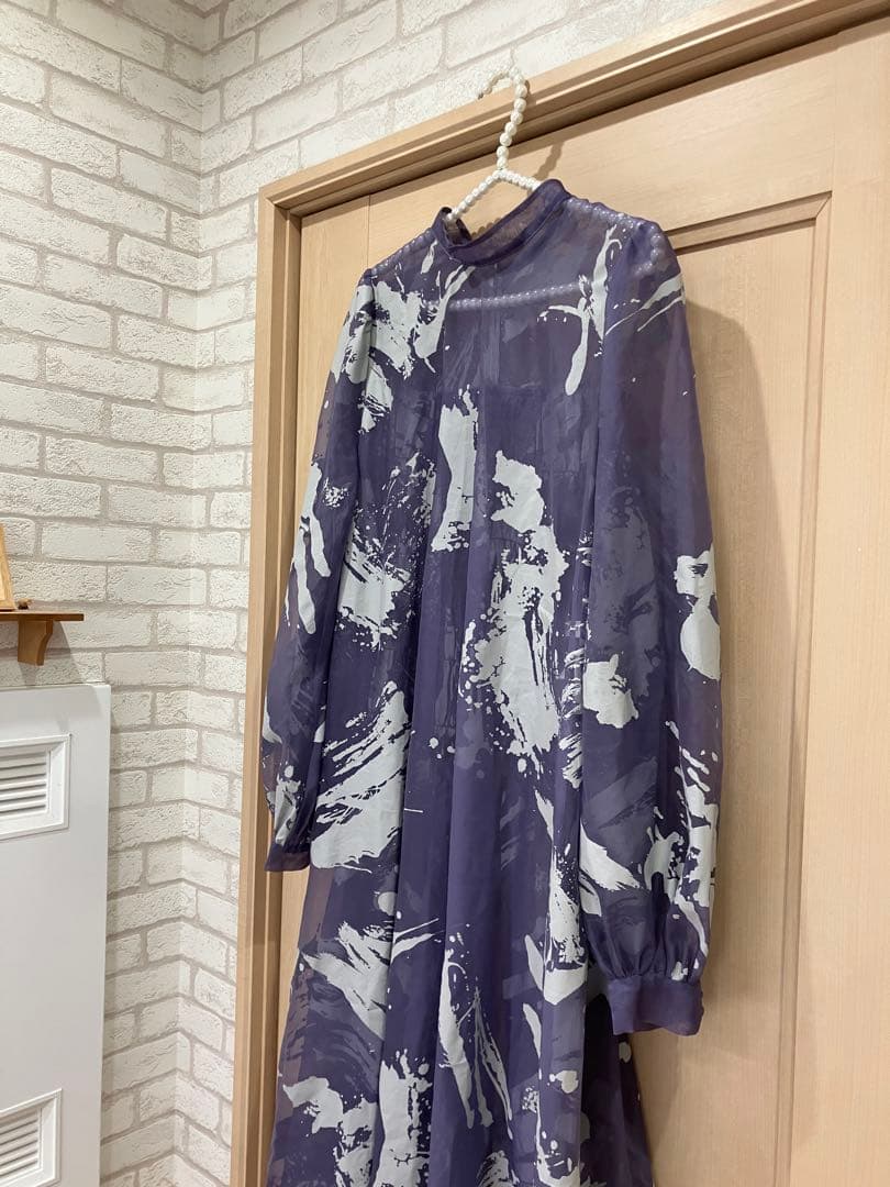 【即完売カラー】RUBBER PAINT ART SHEER DRESS M