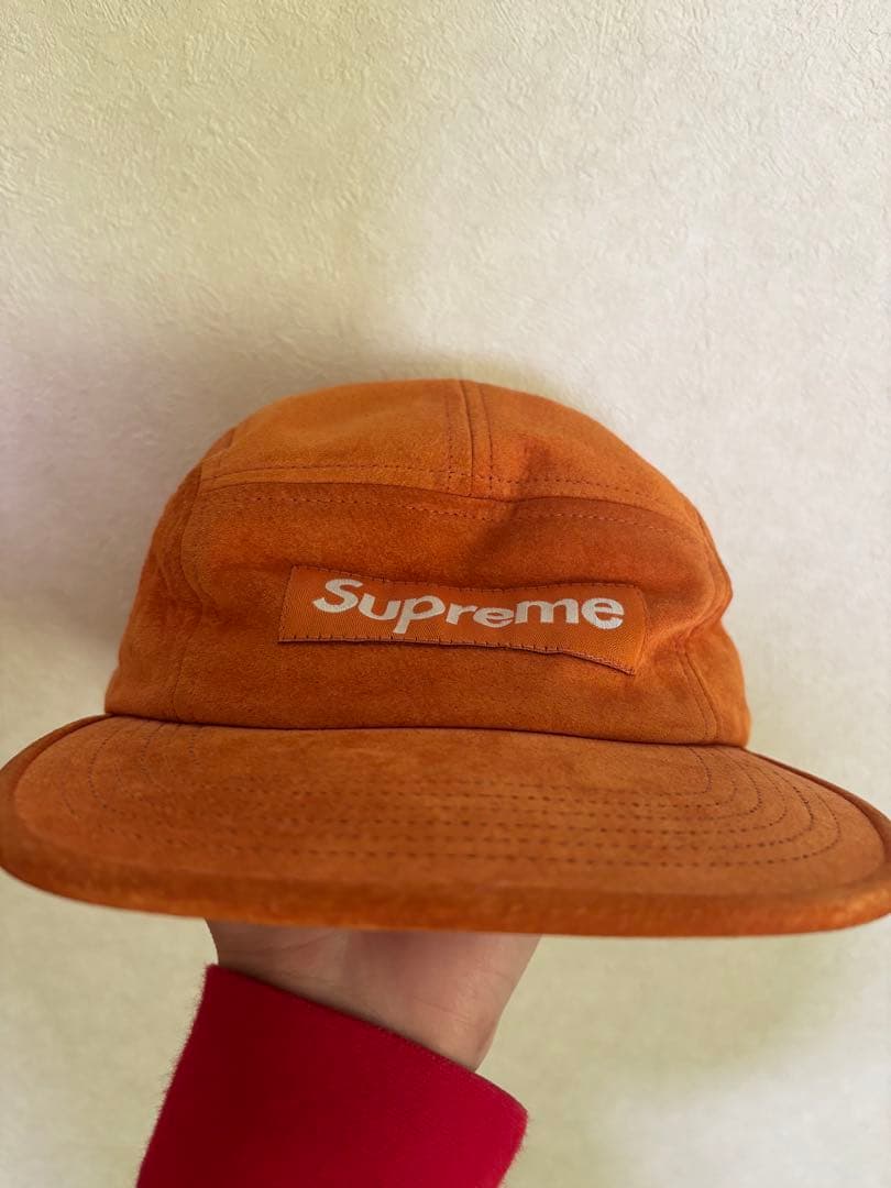Supreme オレンジ スエード キャップ