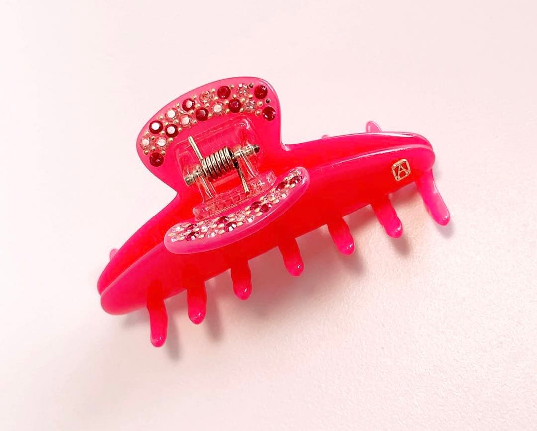 アレクサンドルドゥパリ　ピンク　クリップ　キラキラストーン　ショッキングピンク