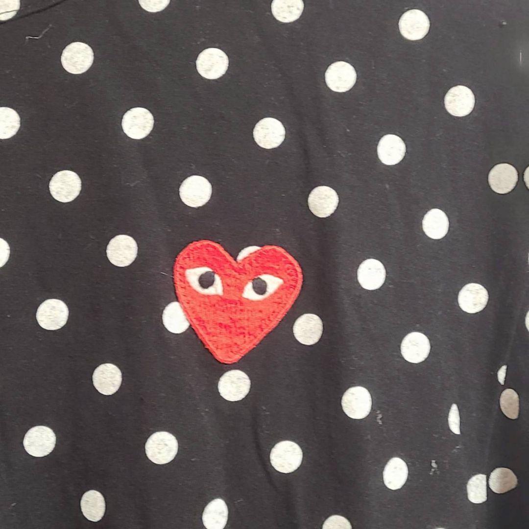 プレイコムデギャルソン ドット柄 長袖 Tシャツ ロンT M ハート 水玉 黒