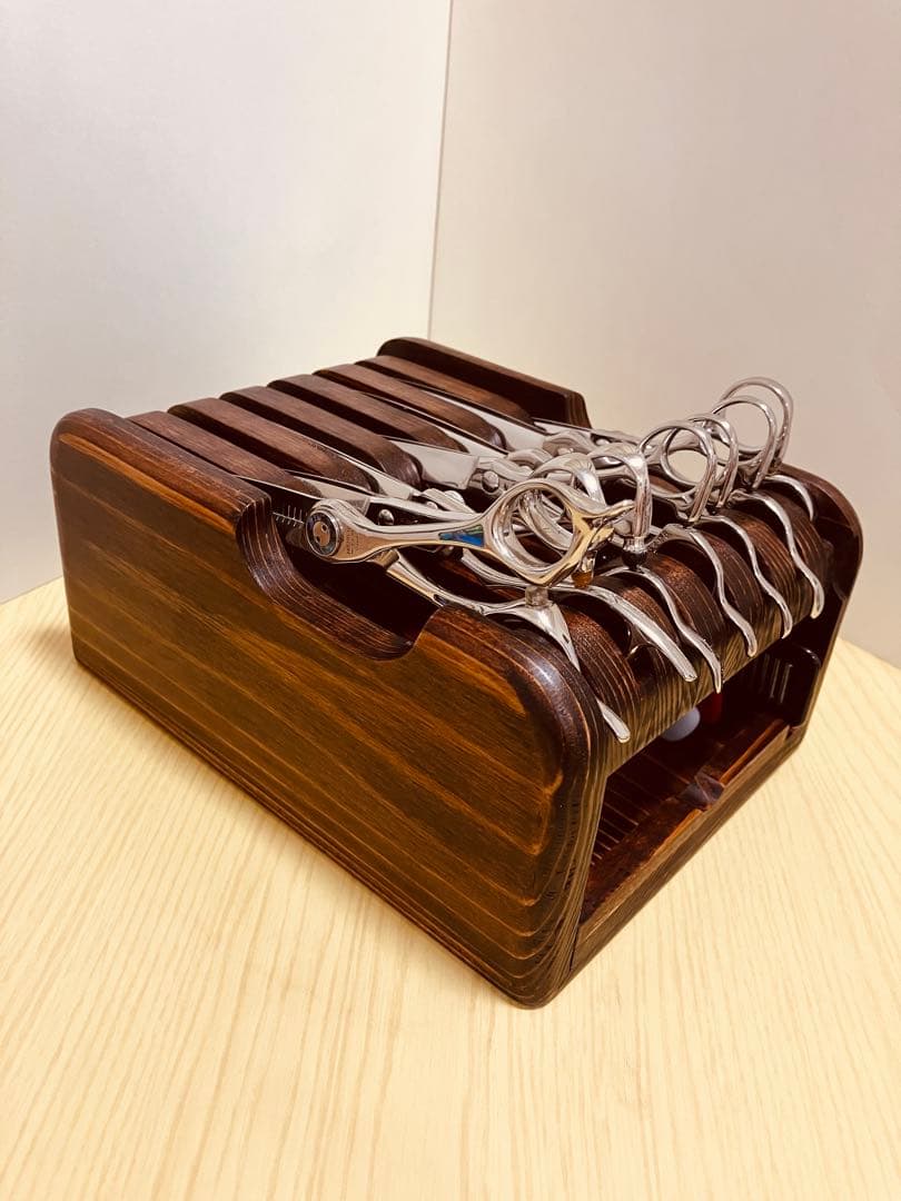 Bタイプ2段7丁置き　シザートレイ　シザースタンド　シザーケース　ハサミ皿