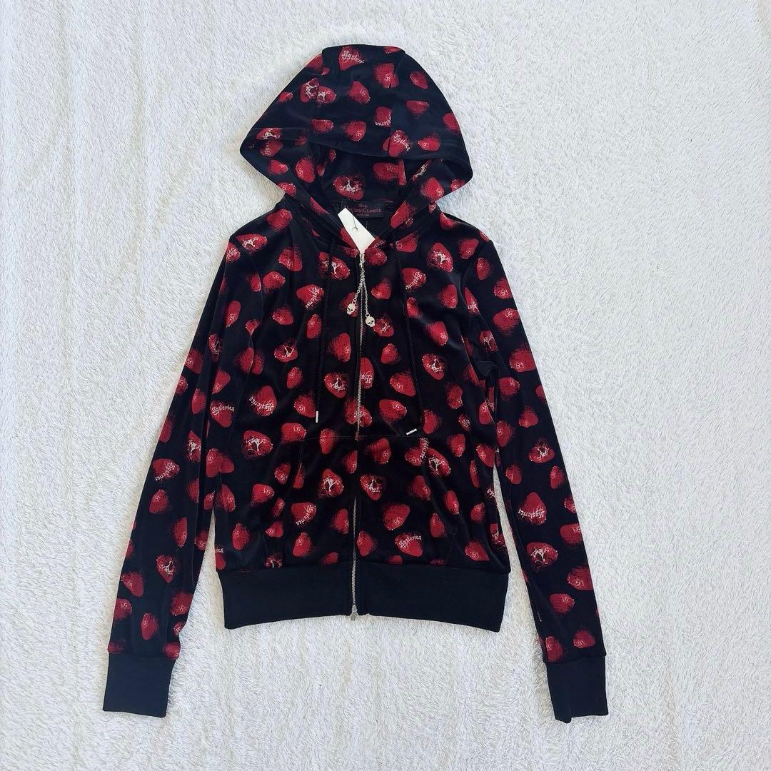 【新品未使用タグ付き】ヒステリックグラマー スカルベリー総柄 ベロアパーカー