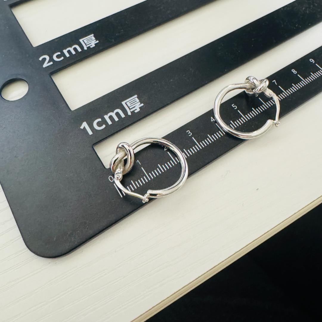 【箱付】CELINE セリーヌ　ノット　フープ　ピアス　シルバー　両耳