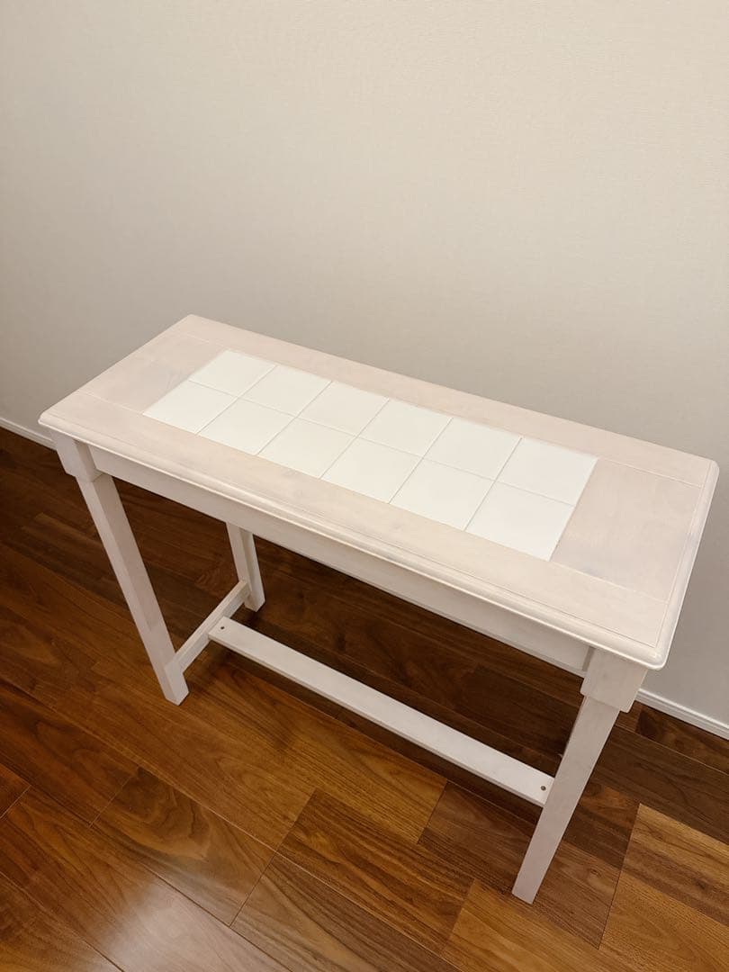 カウンター テーブル タイル ‎タイルカウンター 白 天然木 耐熱タイル