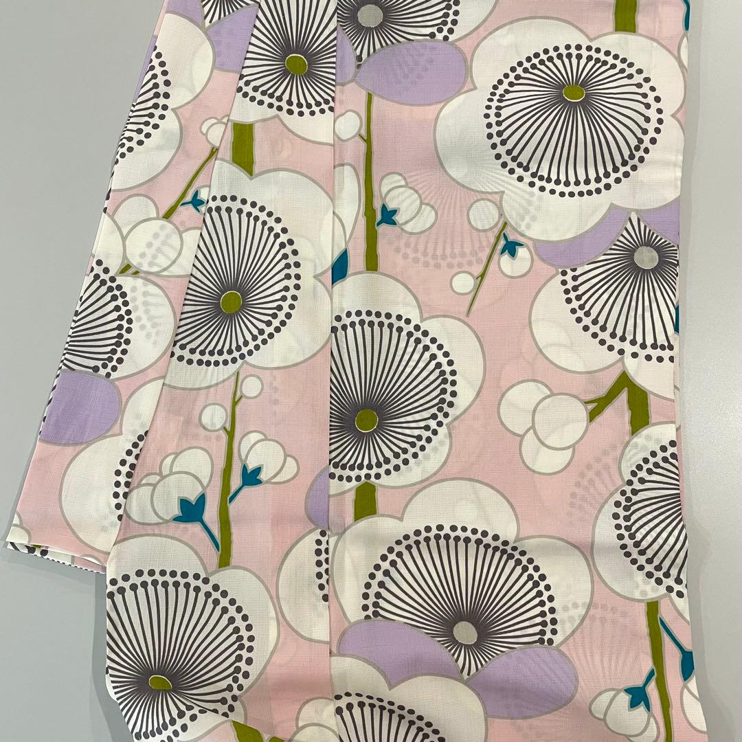 和風館　浴衣　ポリエステル100% 薄ピンク　梅