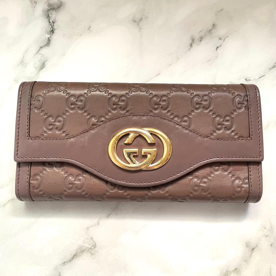 GUCCI グッチ 長財布 シマ インターロッキング ゴールド金具　1010-⑤