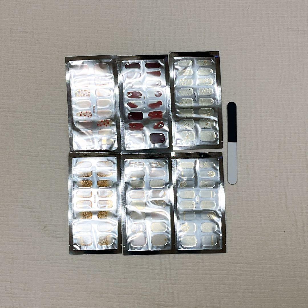 ジェルネイルシール 6パッケージ ネイルファイル付き