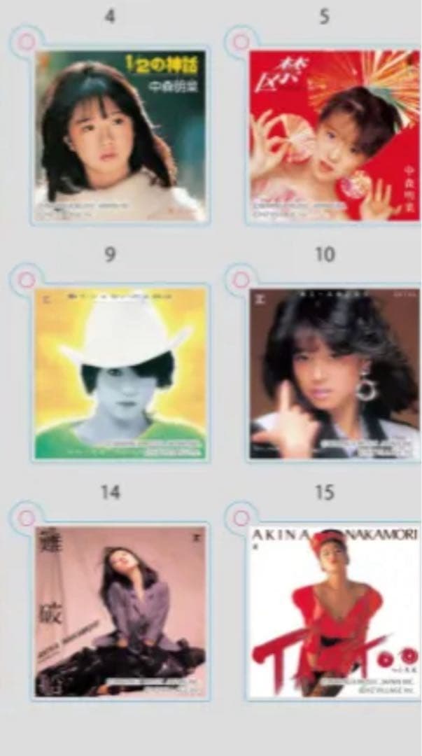 中森明菜 写真展限定　ジャケットアクリルキーホルダー　15種　コンプリート