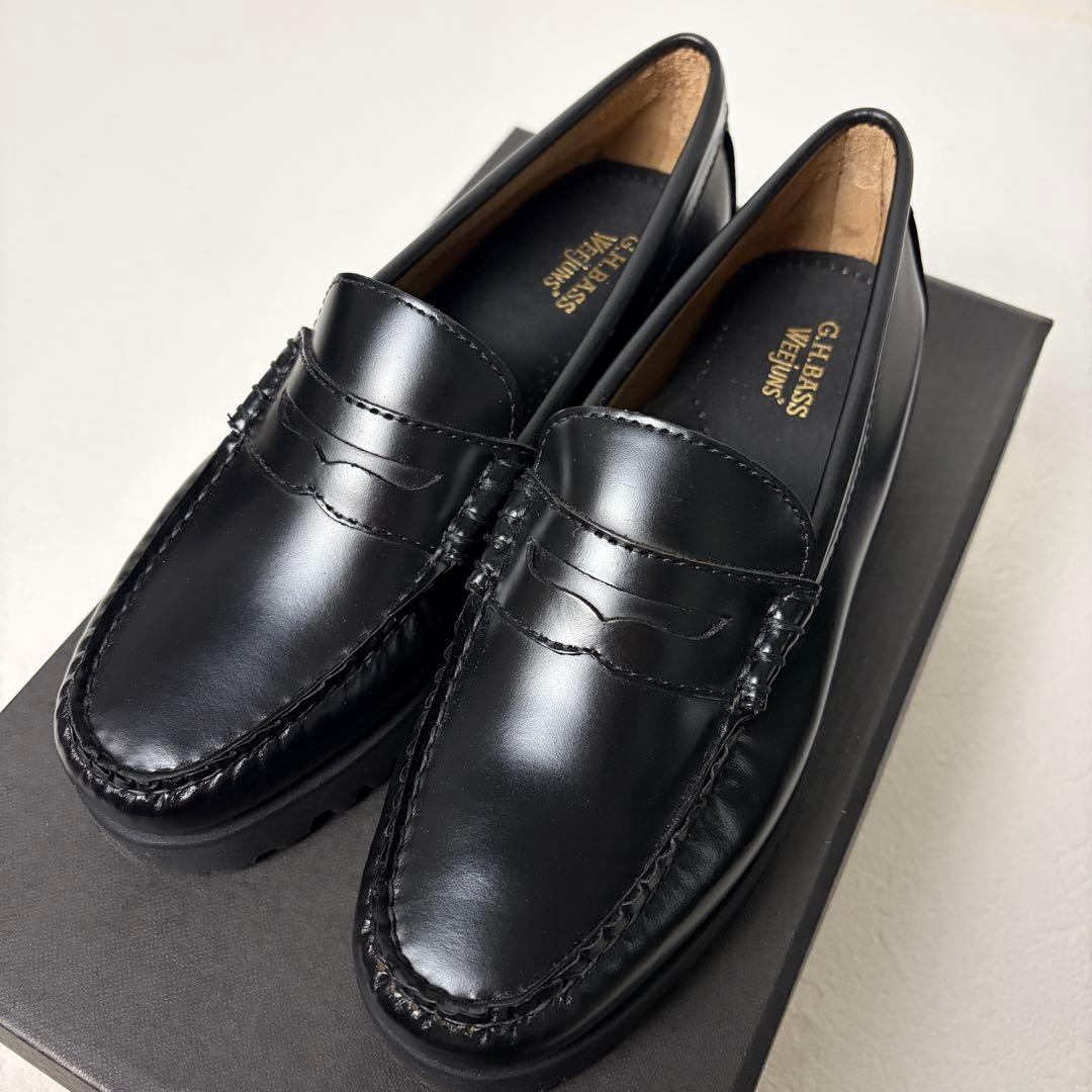 美品　G.H. Bass 厚底　ローファー　ブラック　黒　ジーエイチバス