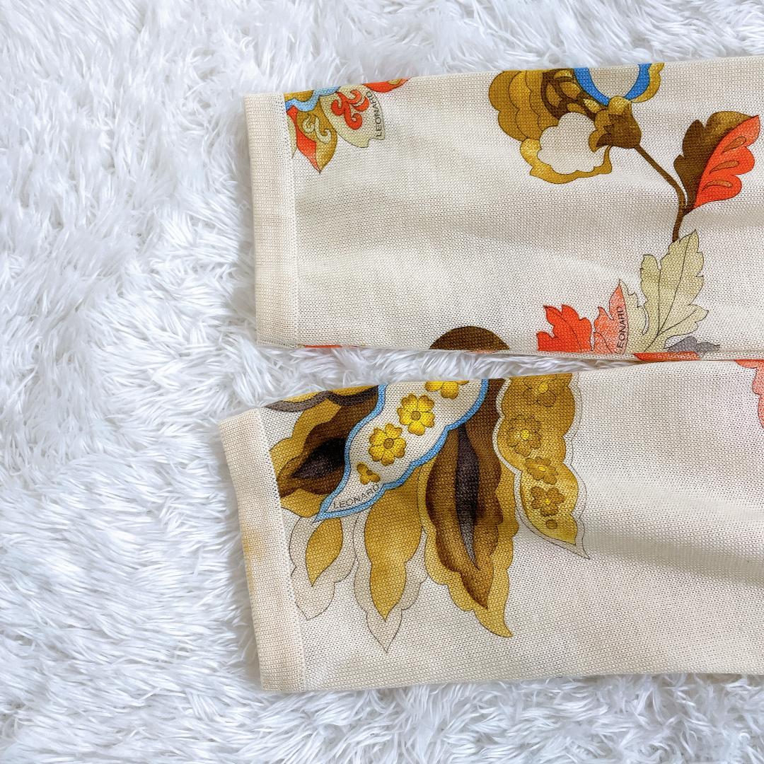 レオナール シルク混 ロングスリーブカットソー マルチカラー 花柄 L