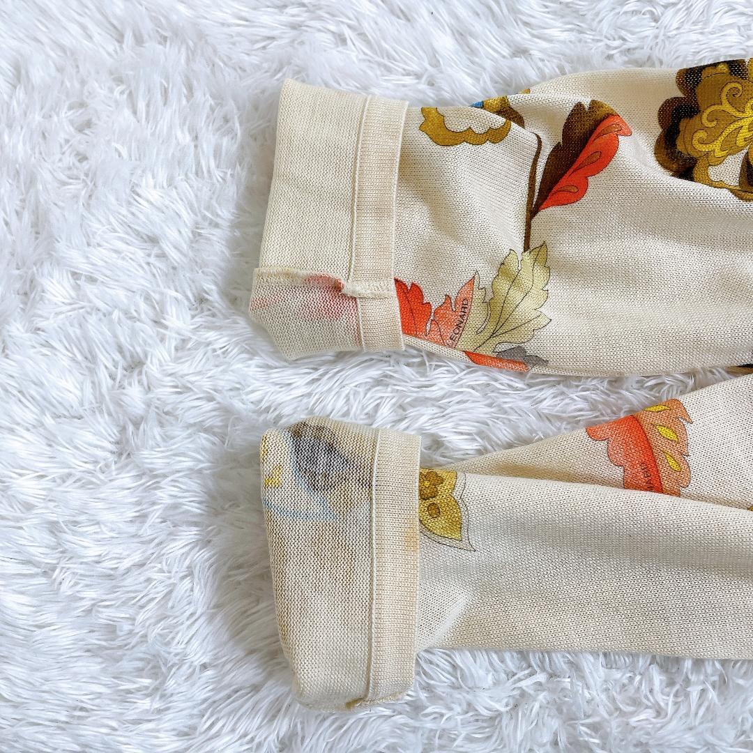 レオナール シルク混 ロングスリーブカットソー マルチカラー 花柄 L