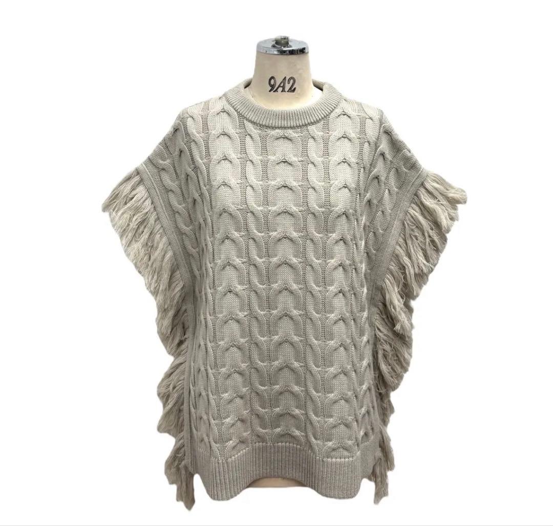 ayane フリンジニットベスト　ベージュ