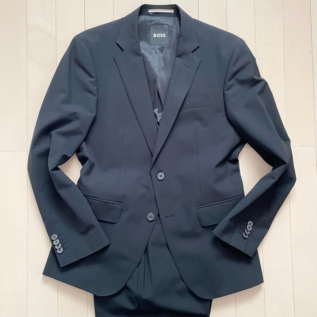 HUGO BOSS【マルゾット 美品】スーツ M位 黒 ボス ビジネス メンズ