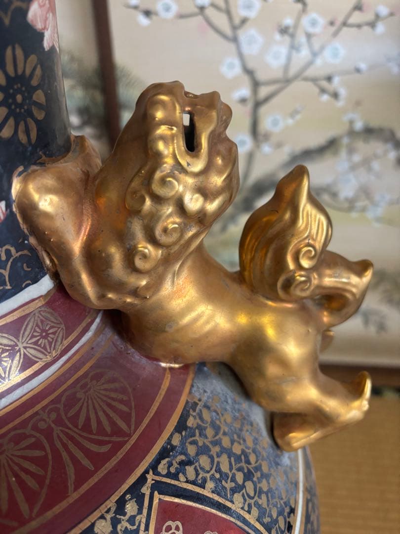 【九谷焼陶正造‼️】大花瓶　大壷　飾壷花瓶 花器 骨董品 飾壺 置物 壺 古美術品