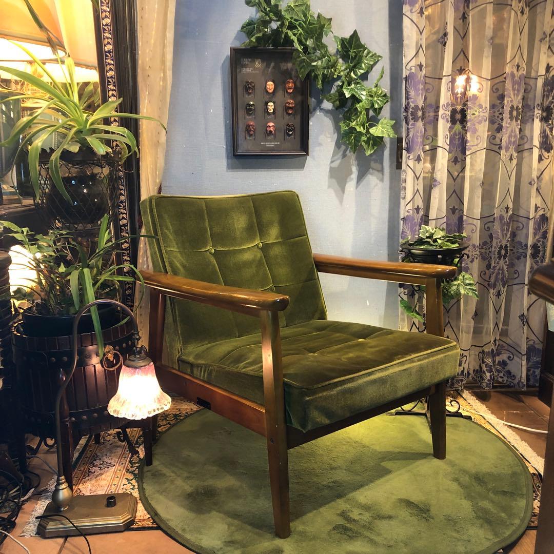 き*)様 ヴィンテージ カリモク６０　1シーター チェア　ソファ　モケットグリー