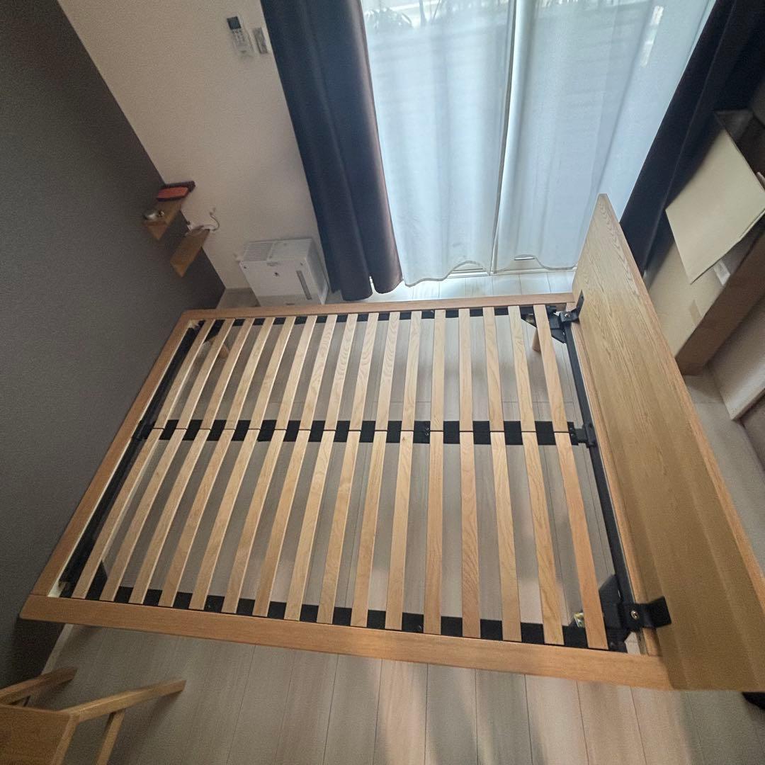 【みゆ】無印　木製ベッドフレーム　ダブル　オーク