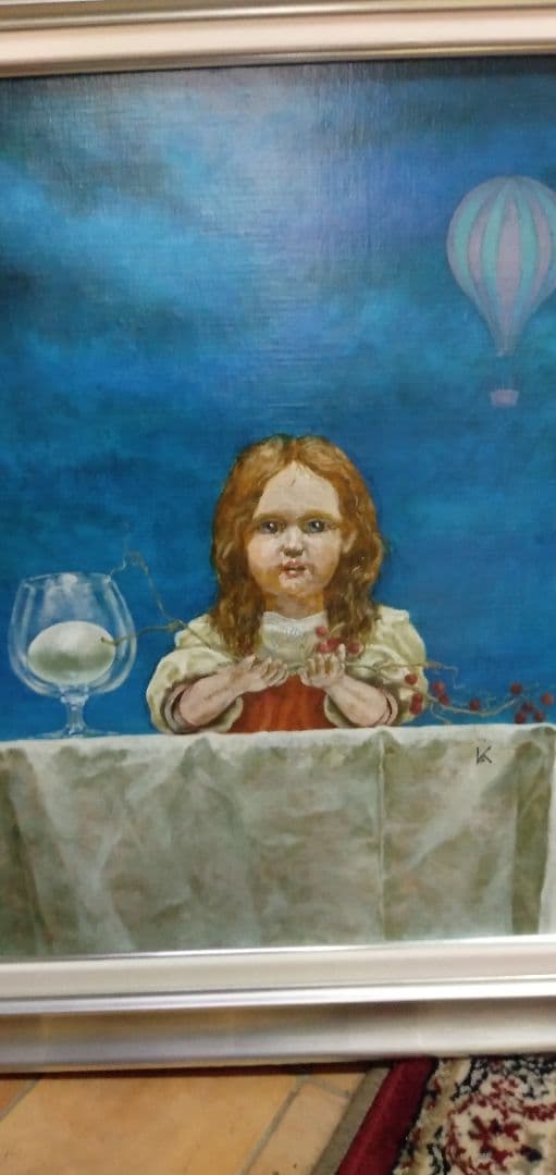 斎藤康介の10号油絵です気球と人形です絵のみの値段です