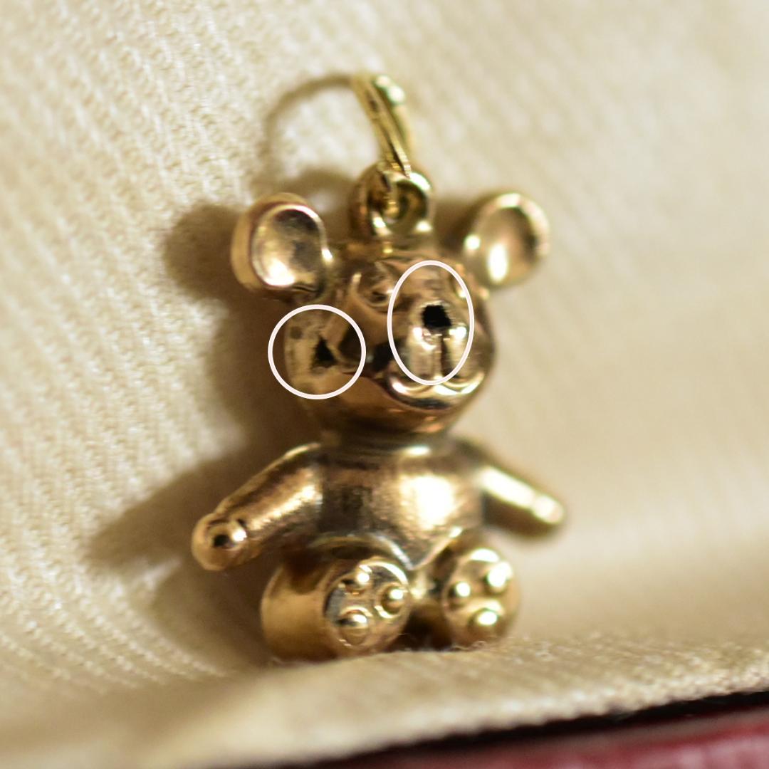 英国ヴィンテージ おすわりクマのK9チャーム 9金 ゴールド