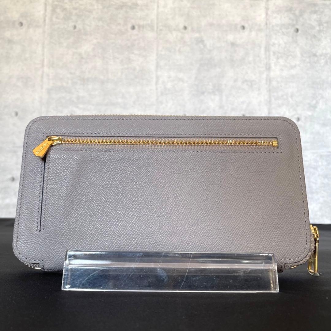専用品A.D.M.J スワロフスキー グレー ラウンドジップ ウォレット