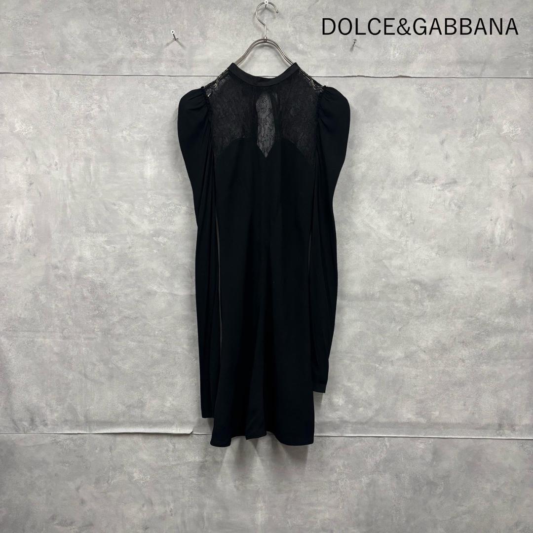 DOLCE & GABBANA レース 襟リボン デザイン ドレス N1842