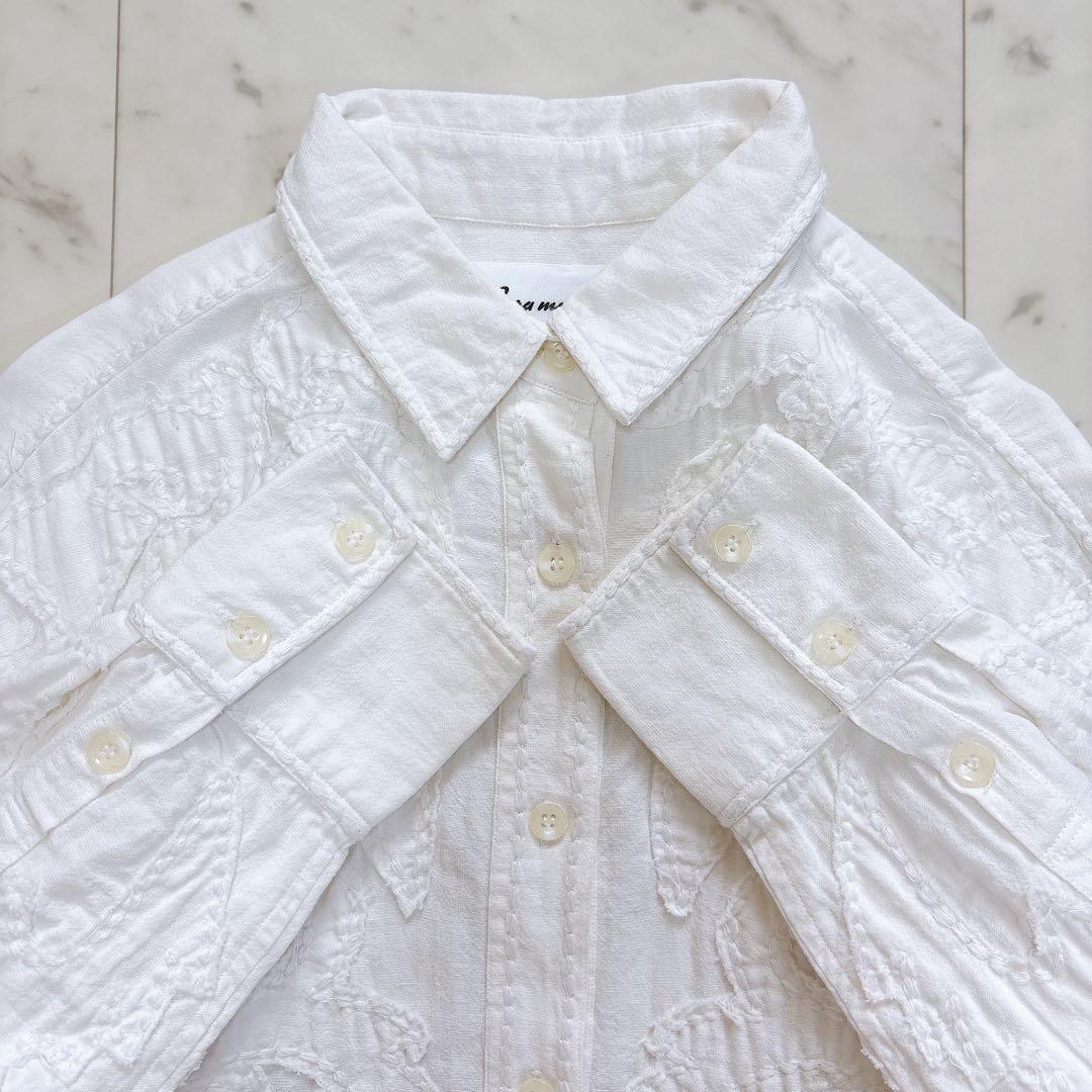 美品♪サラマリカ　コットンリネンパッチビッグシャツ　刺繍　オーバーサイズ　綿麻