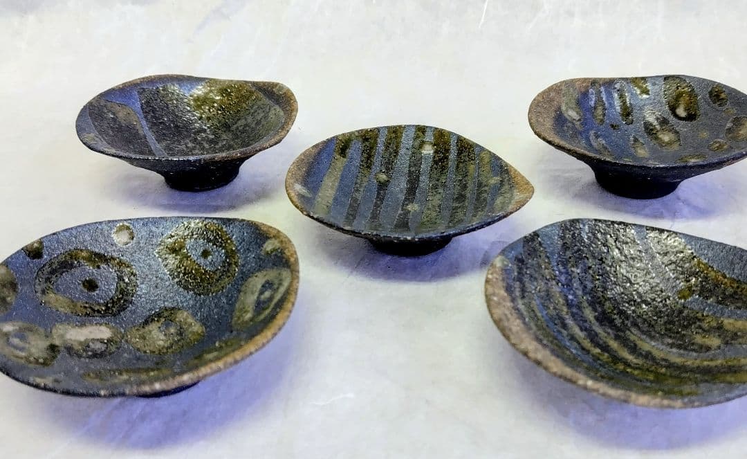 高台線文皿(一客) 高台小皿(五客)セット 未使用 新品同様