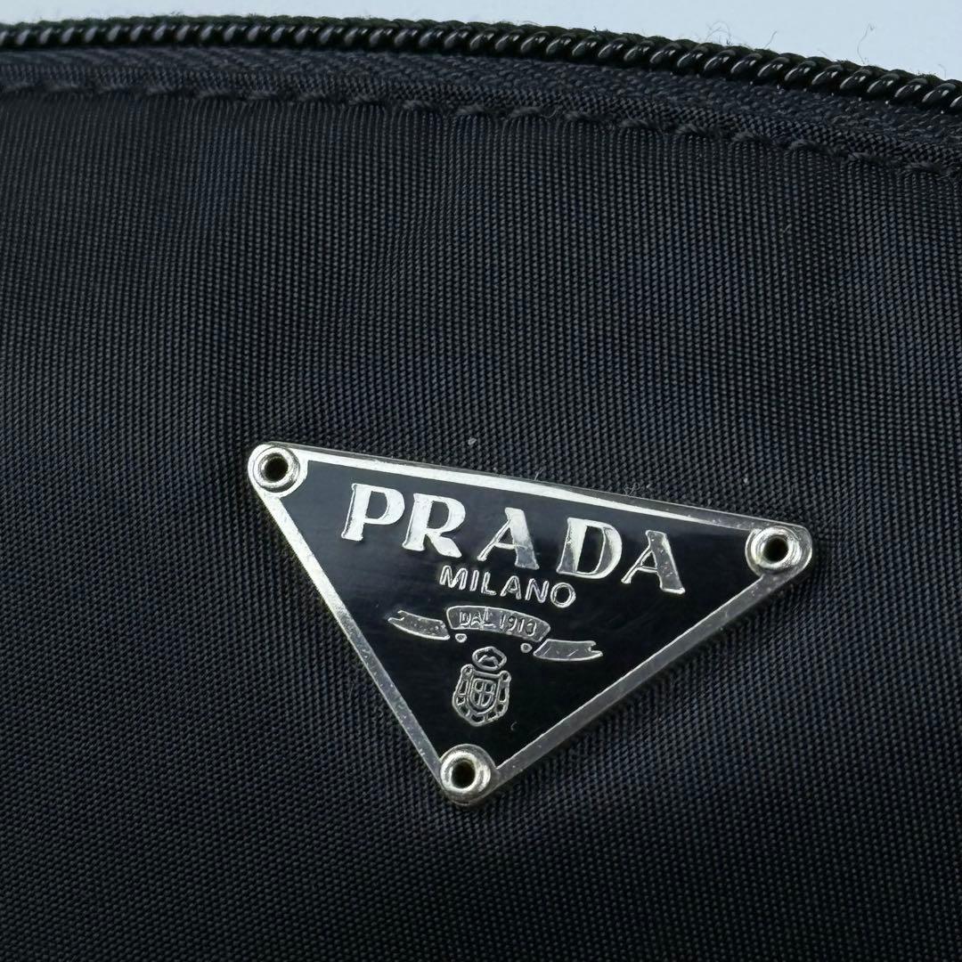 【美品】PRADA プラダ アクセサリーポーチ ハンドバッグ 肩掛け 黒 白タグ