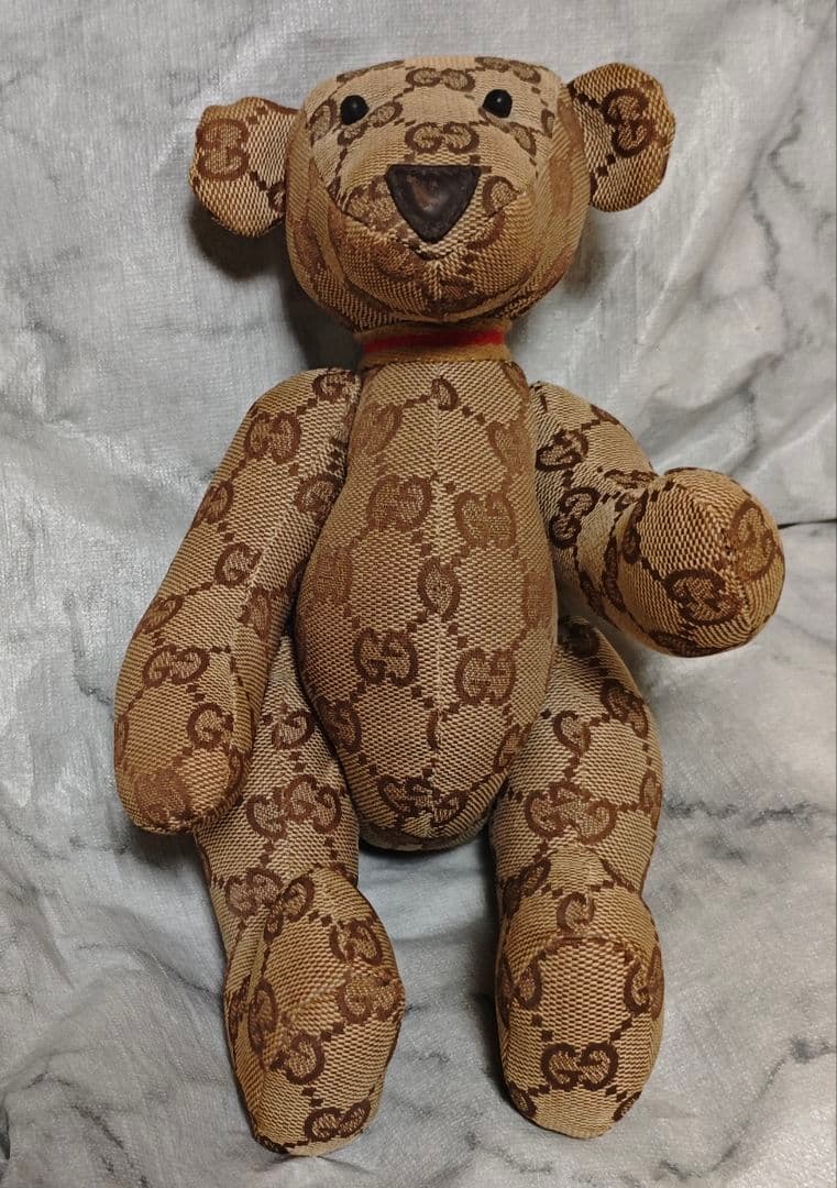 GUCCI GGパターン テディベアぬいぐるみ ベージュ✕ブラウン