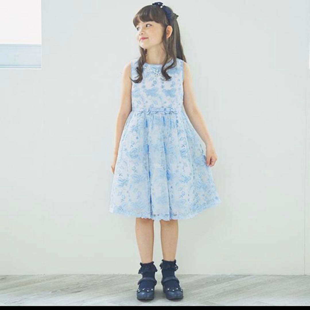 メゾピアノ mezzo piano 花柄刺しゅう レース ワンピース　130