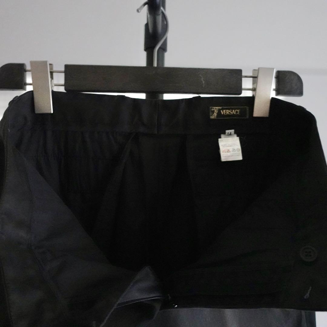 1990s VERSACE ライトモールスキン　ワイドトラウザーズ　ブラック