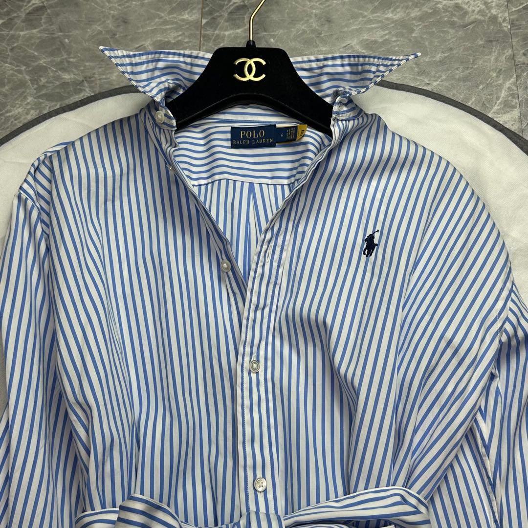 極美品♡XL ラルフローレン　ロングワンピース ベルト　ストライプ　ポニー　現行