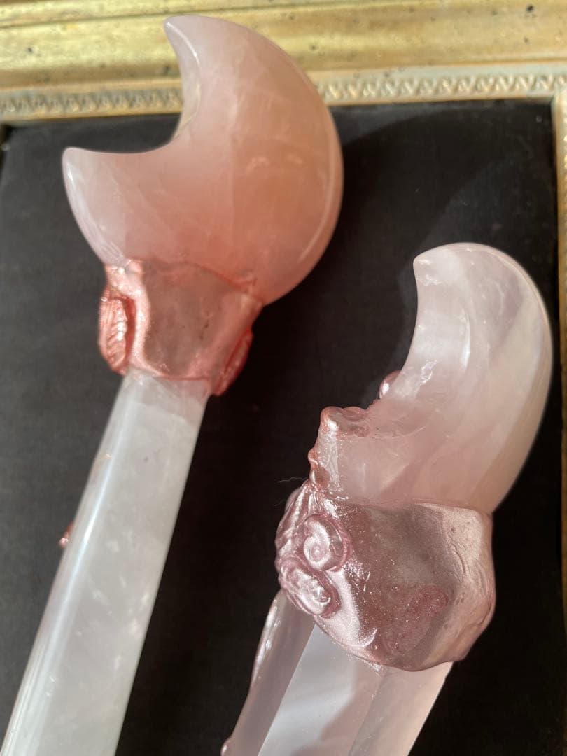 ローズクォーツ水晶アメジストの魔法のスティック　魔法棒魔法の杖4点セット天然石