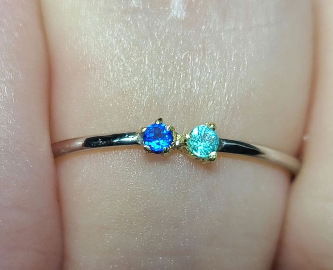 ネオンブルーの共演★バターリャパライバトルマリン&アウイナイト18金Pt900★