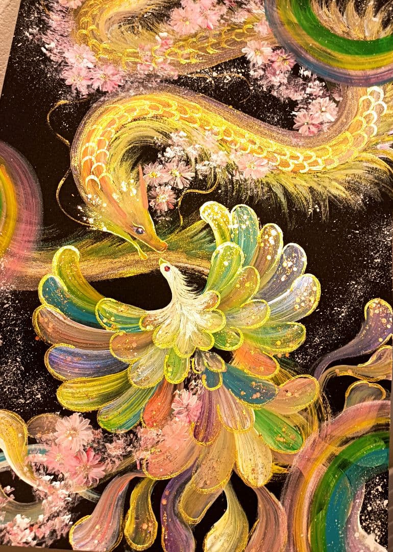 開運絵画　❀『八卦全』❀特別作品　強福　最強龍鳳凰様つなぎ❀