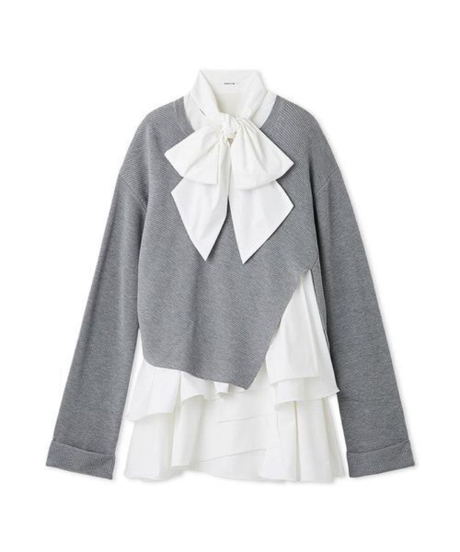 【新品未使用】Fray I.D リボンタイコンビニットチュニック グレー