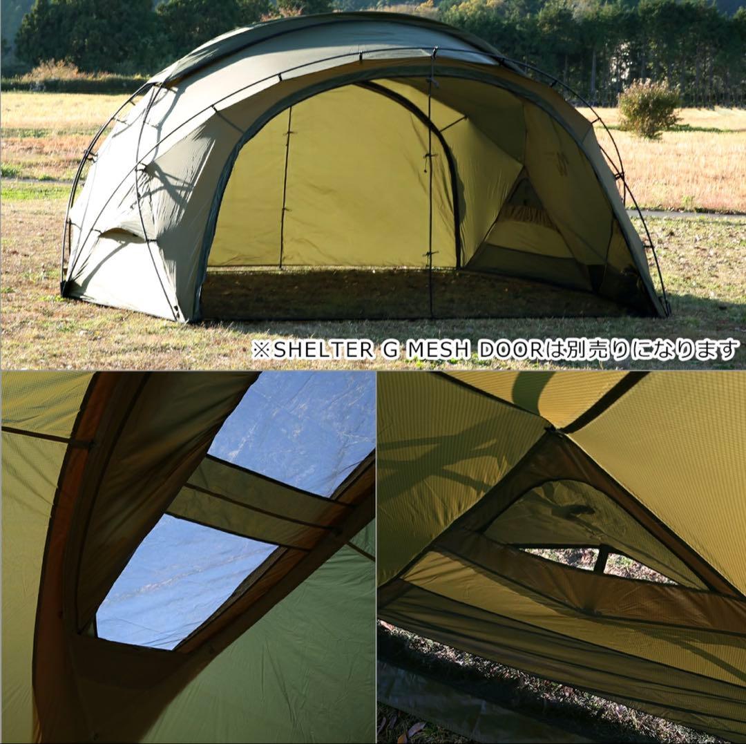 シェルターG MINIMAL WORKS テント カーキ（メッシュドア1枚付き）