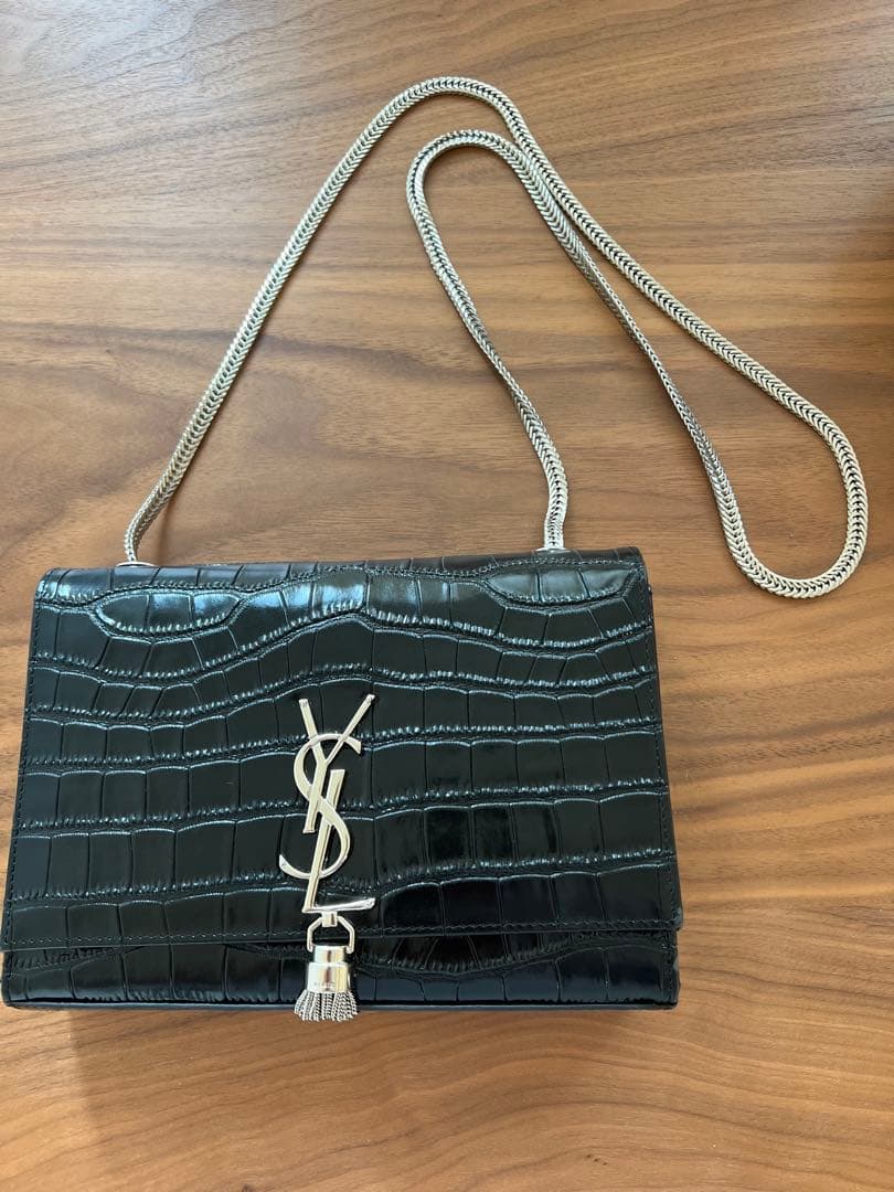 黒　ショルダーバッグ　クロコダイル柄　パーティバッグ