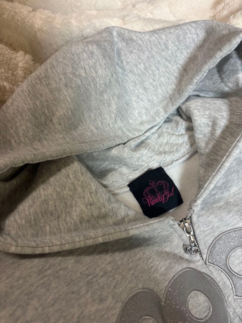 9090 グレー パーカー フロントジッパー