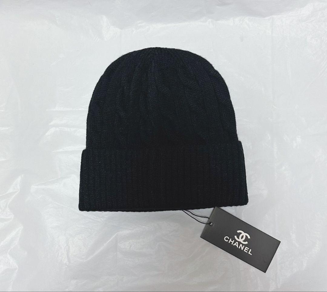 CHANEL ブラックニットビーニー CCロゴ