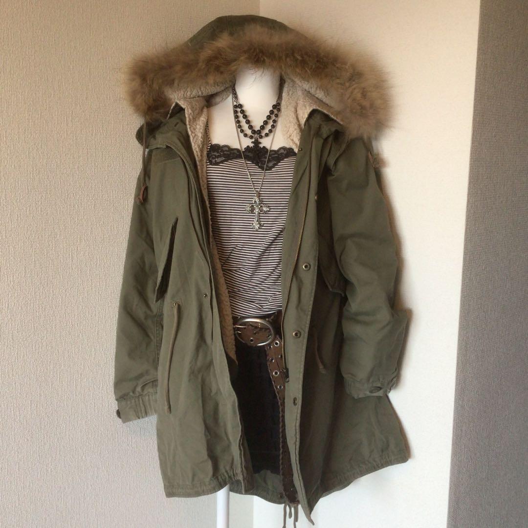 y2k 00s archive グランジフェアリー　ファー付コート　森ガール