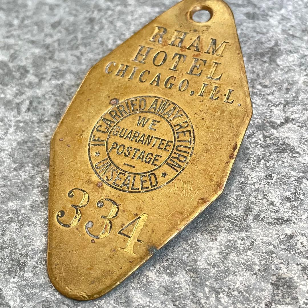 アメリカ製USAヴィンテージ モーテル ホテル キー 334 イリノイ