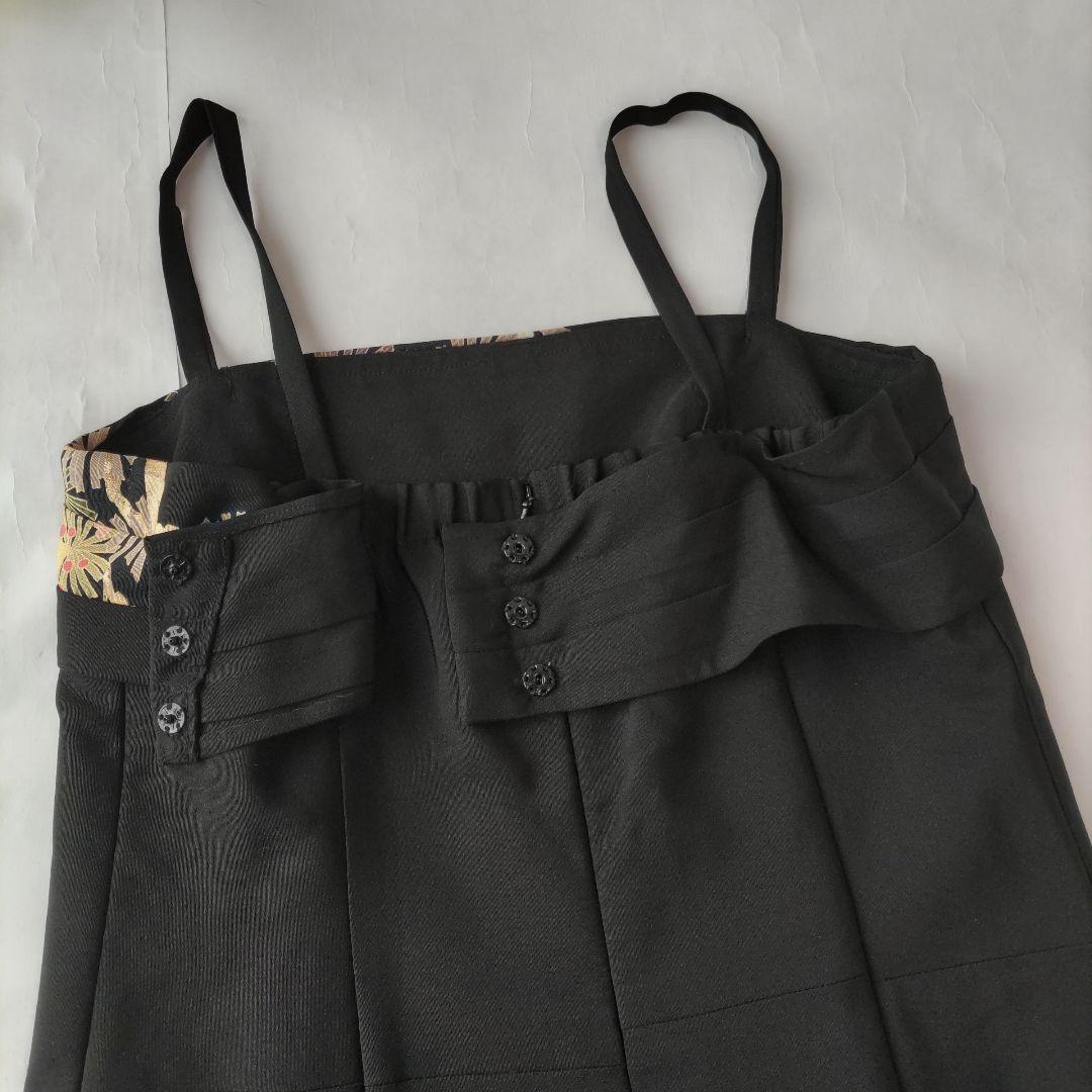 黒留袖リメイク　花鳥柄金刺繍ロングワンピース　ドレス